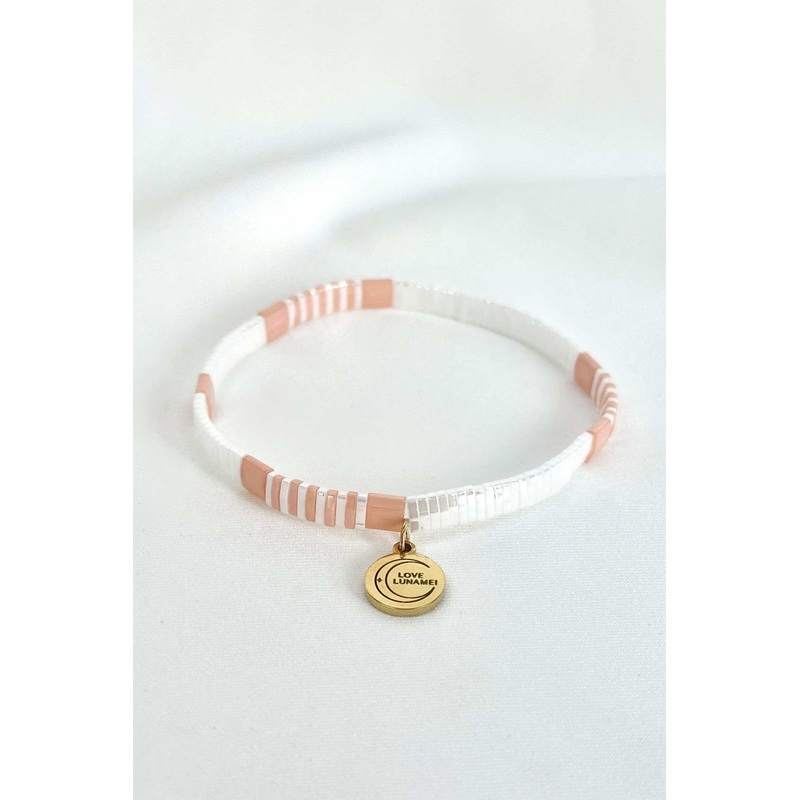 Love Pink White with EOL Gold Charm Bracelet