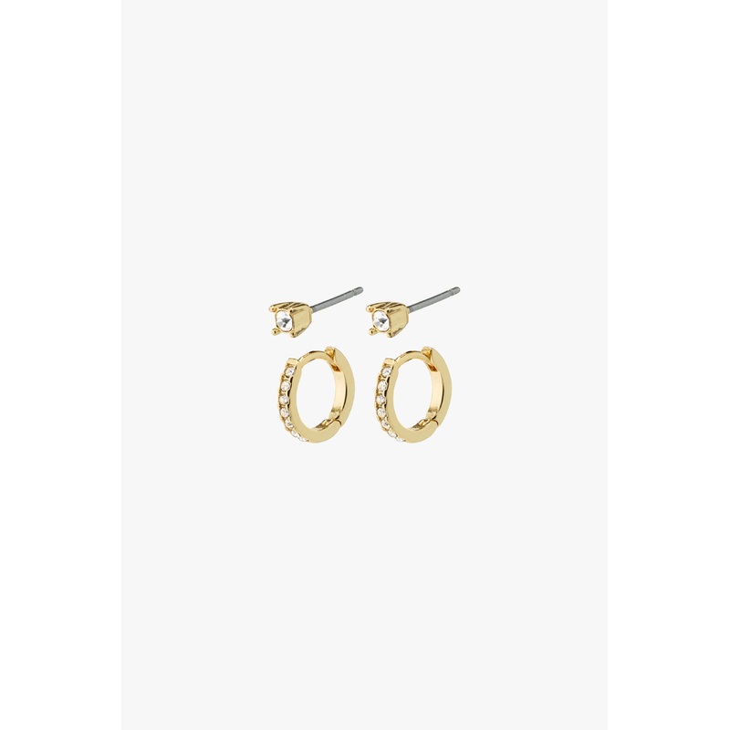 Mille Crystal Hoops and Earstuds EOL 2 in 1 Set Gold