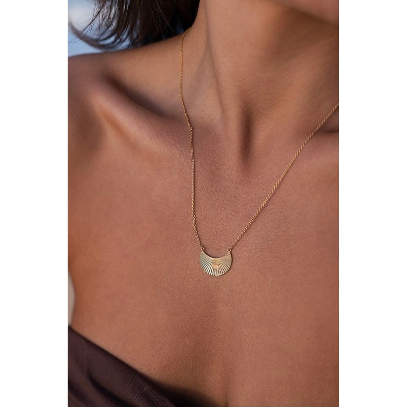 Moonbeams 18k Gold Plate with Blush Pink Stone Necklace