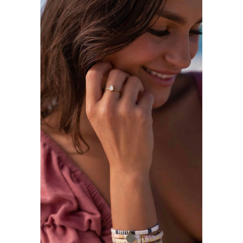 Selene Mother Of Pearl Teardrop 18k Gold Plate Medium Ring