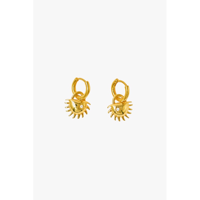 Solida Charm 18k Gold Plated Huggie Earrings
