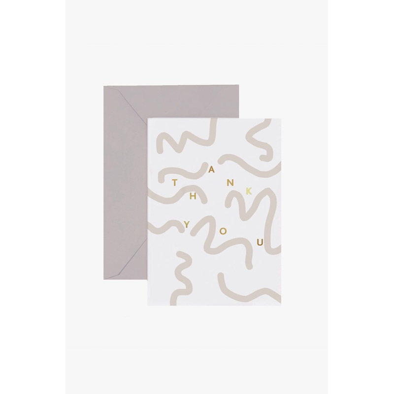 Thank You Gold Squiggle Greeting Card