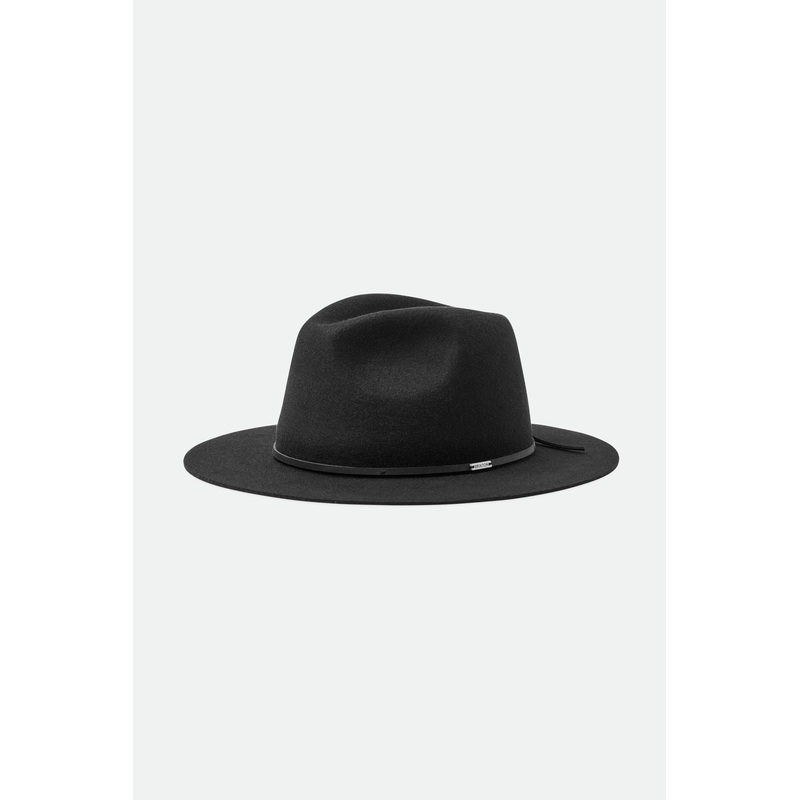 Wesley Washed Black Fedora Wool Felt Hat