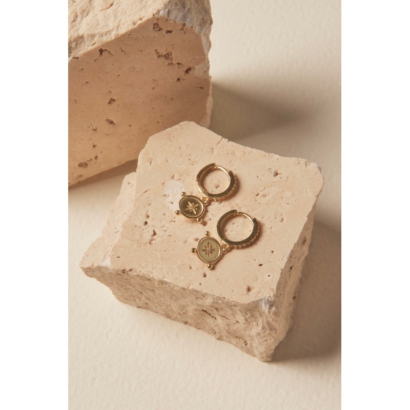 Diamonte Sleeper EOL Disc Gold Earrings