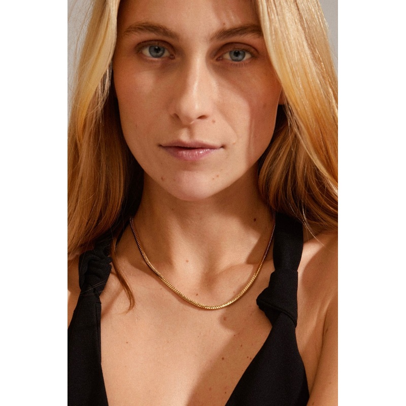 Dominique Flat Snake Gold Chain Recycled Necklace