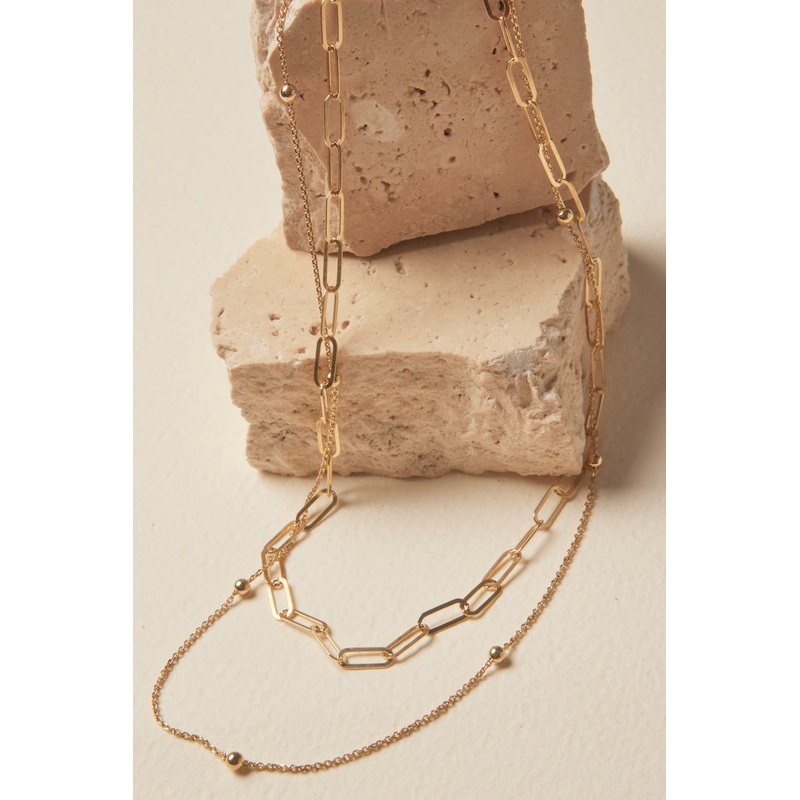 Double Link Chain Gold Necklace