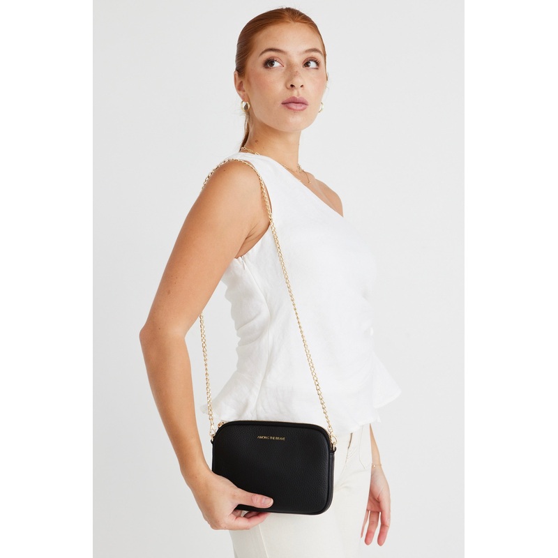 Florence Black Leather Single Pouch Bag