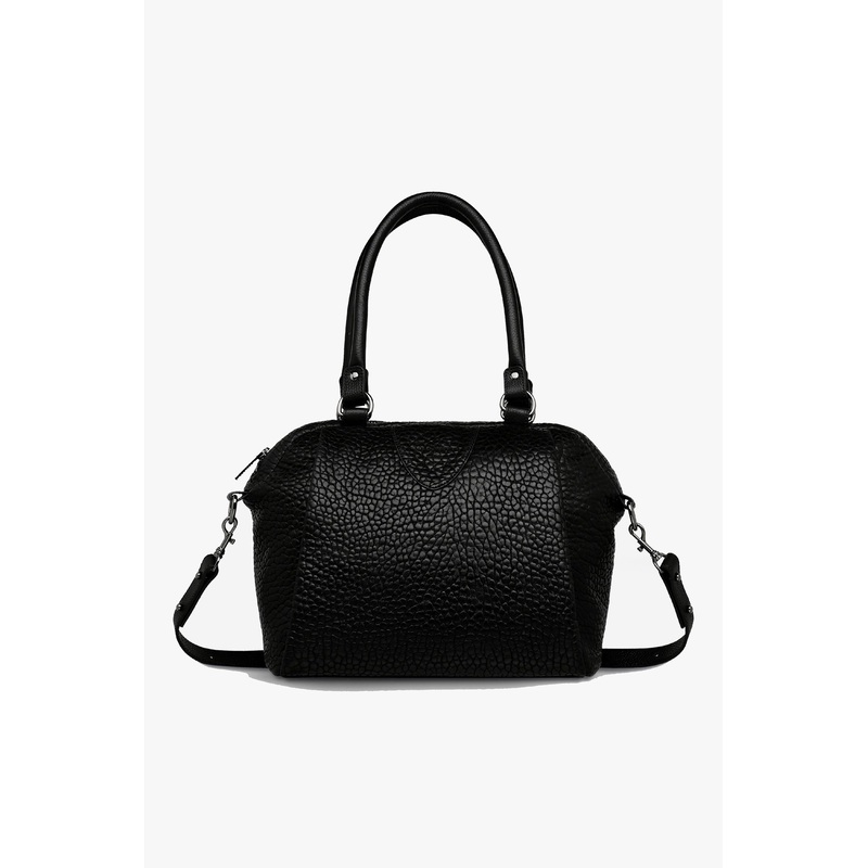 Force of Being Black Bubble Leather Handbag