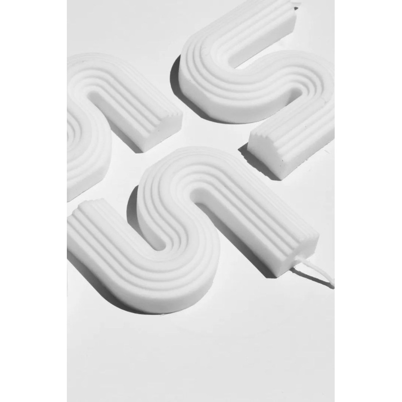 Geometric Wave Decorative White Unscented Candle