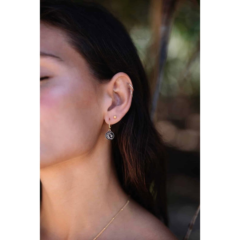Heavenly 18k Gold Plate EOL Circle Pendant Hoop Earrings