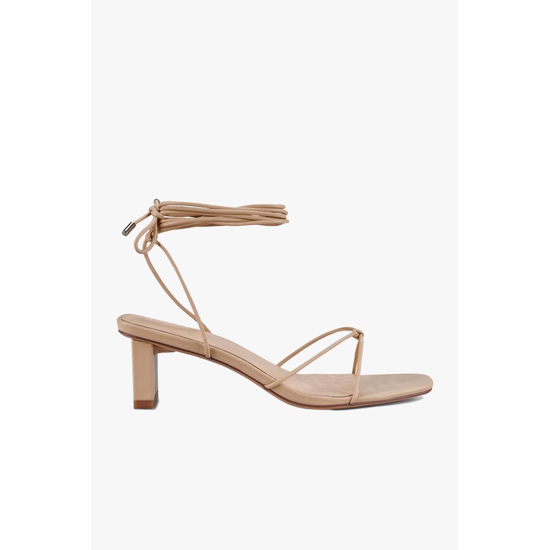 Honey Neutral Ankle Strap Mid Heel