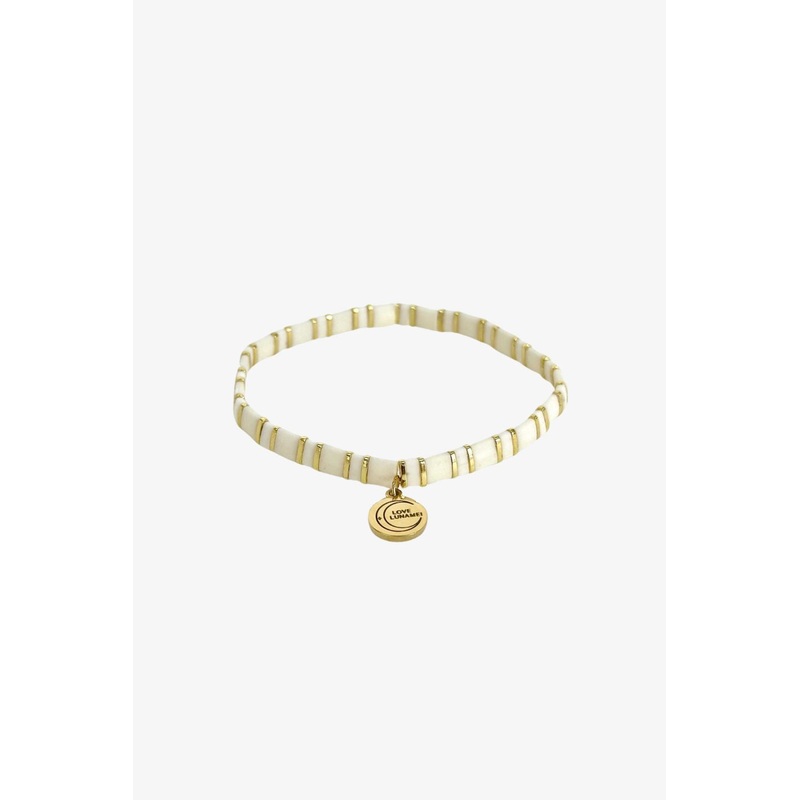Love Cream Gold Stripe with Gold Charm Bracelet