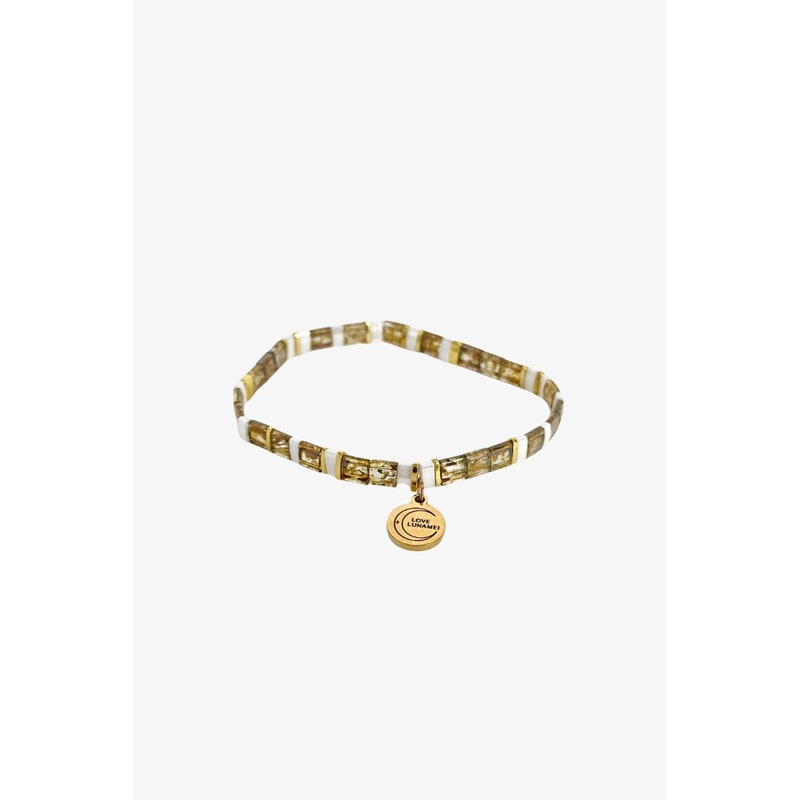 Love Yellow Gold White with Gold Charm Bracelet