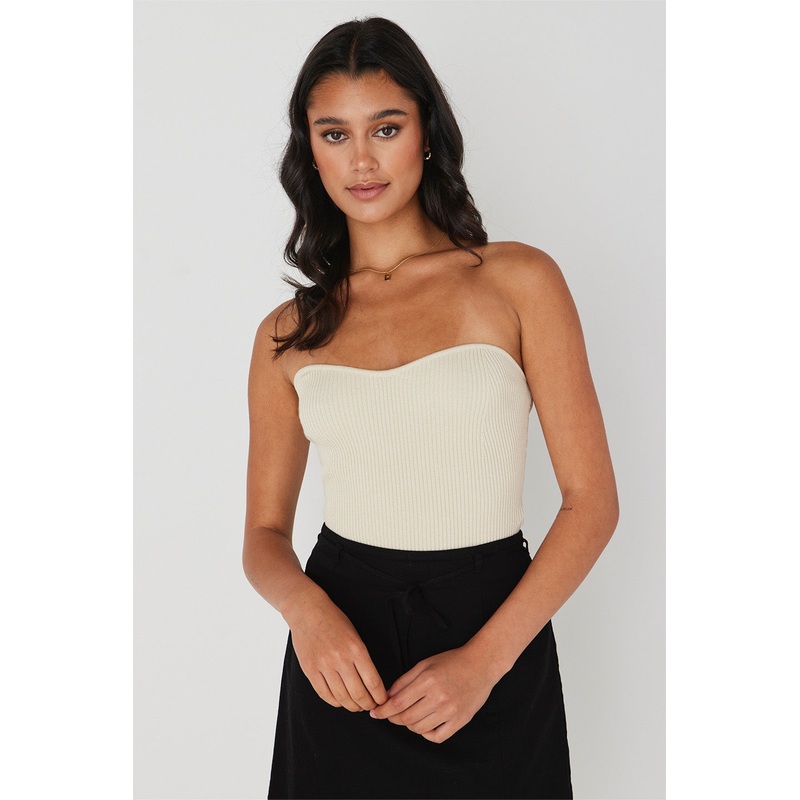 Mode Ecru Bandeau Knit Top