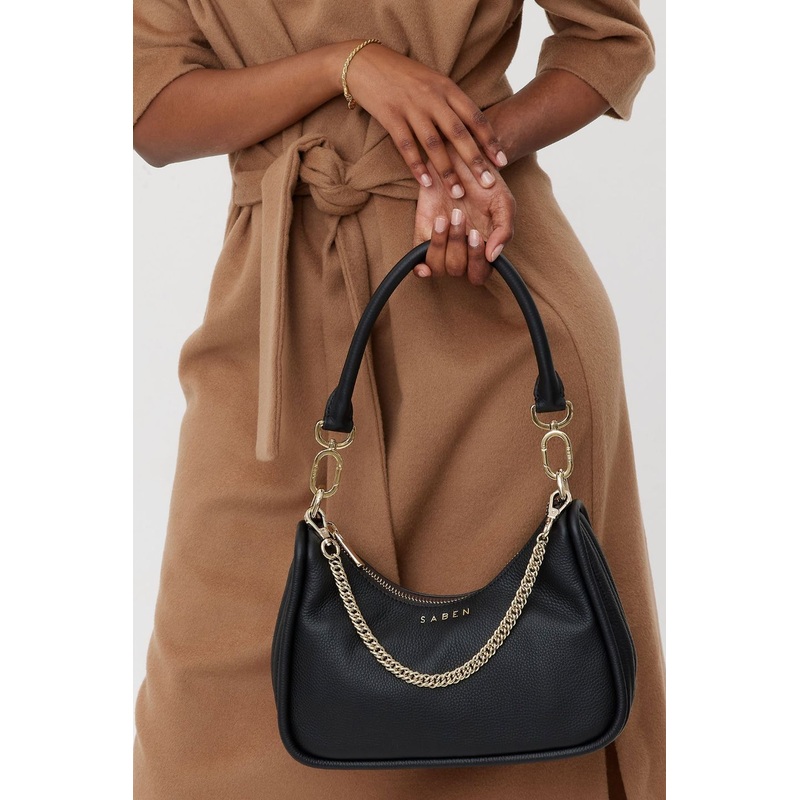 Odette Black Handbag with Gold Chain Detail