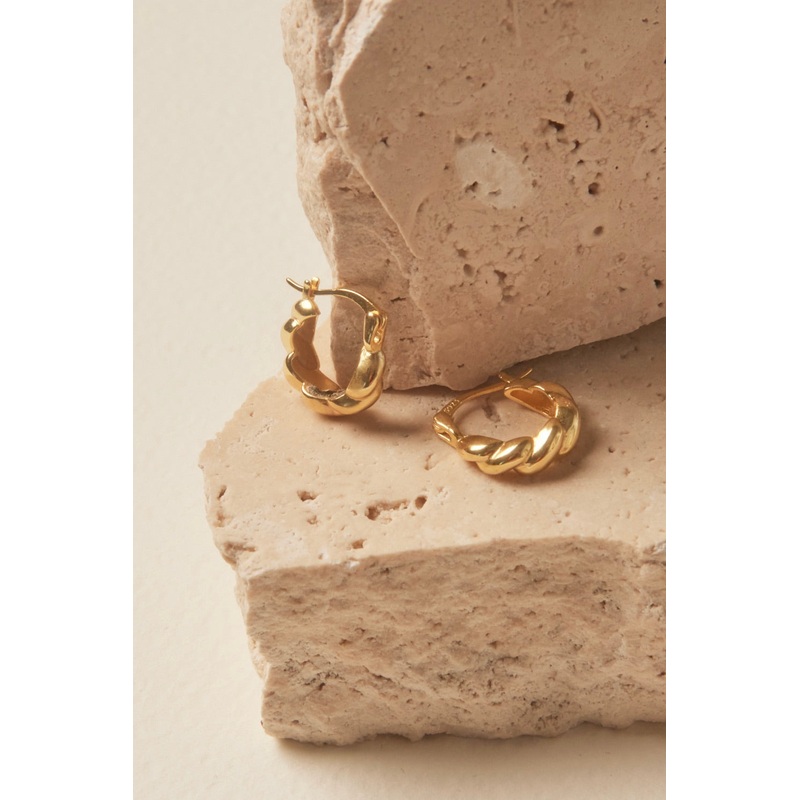 Oval Twist Hoop Gold Earrings