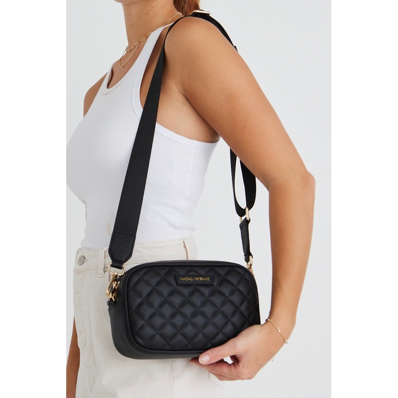 Paris Black Leather Diamond Quilted Bag