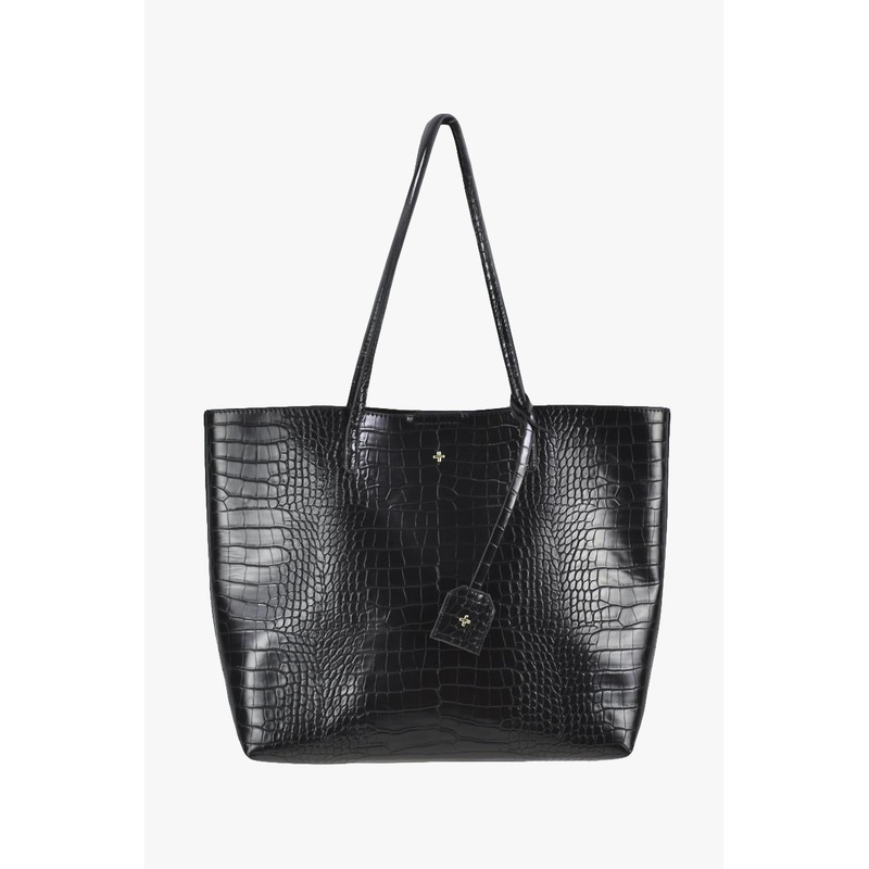 Saint Black Croc Vegan Leather Tote Bag
