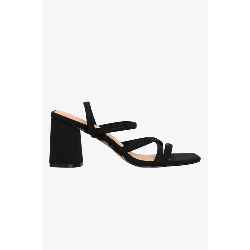 Suki Black Strappy Mid Heel