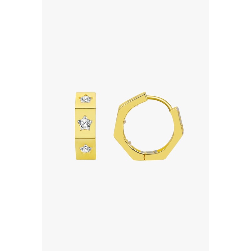 Whistledown Starburst Gold Hoop Earrings