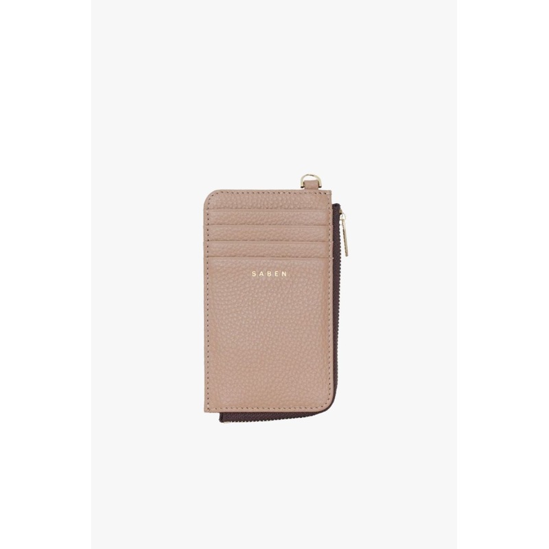 Winona Taupe Leather Card Holder