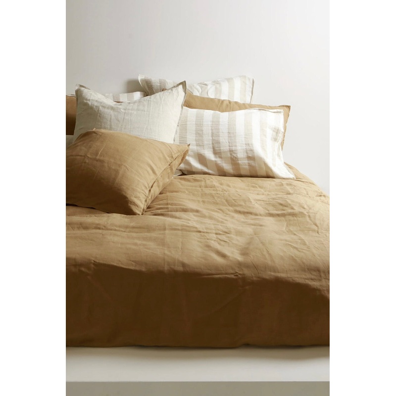 100% French Flax Linen Duvet Cover Set – Ginger – King