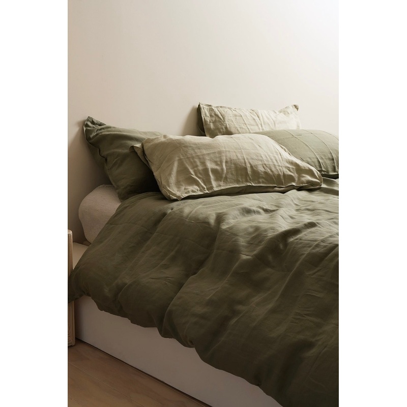 100% French Flax Linen Duvet Cover Set – Lichen – King