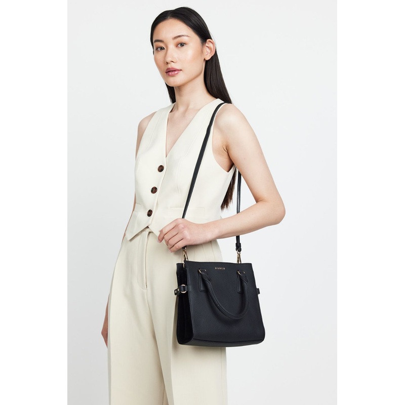 Beau Black Leather Suede Side Crossbody Bag