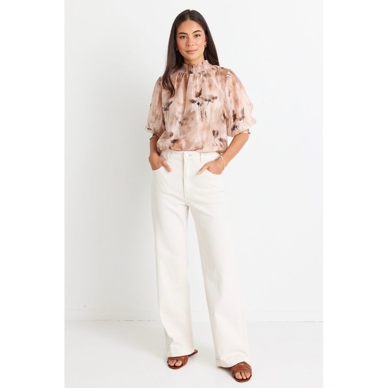 Billie Ivory High Waist Wide Leg Jean