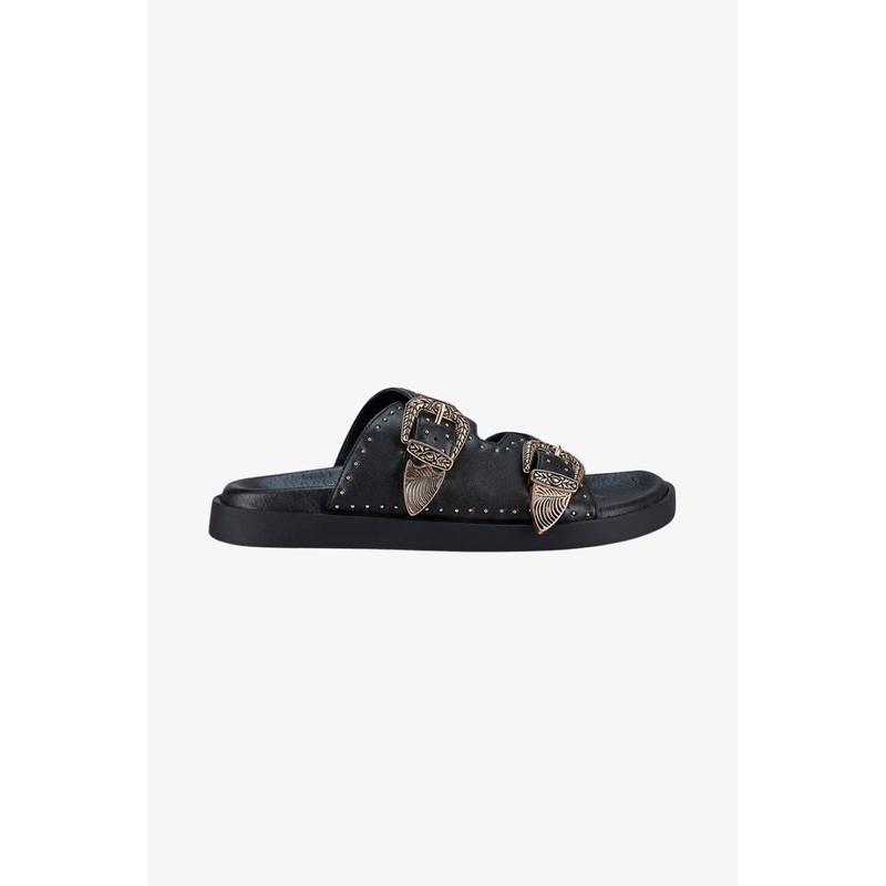 Eastwood Black Studded Gold Buckle Slide