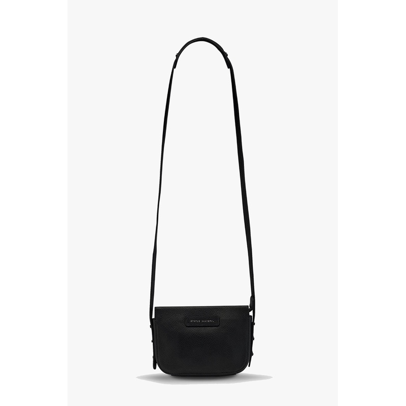 In Her Command Curved Base Black Cross Body Bag With Stud Detail