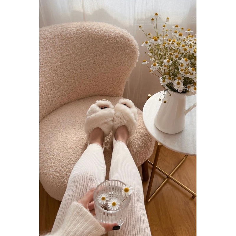 Mayberry Natural Wool Crossover Slippers