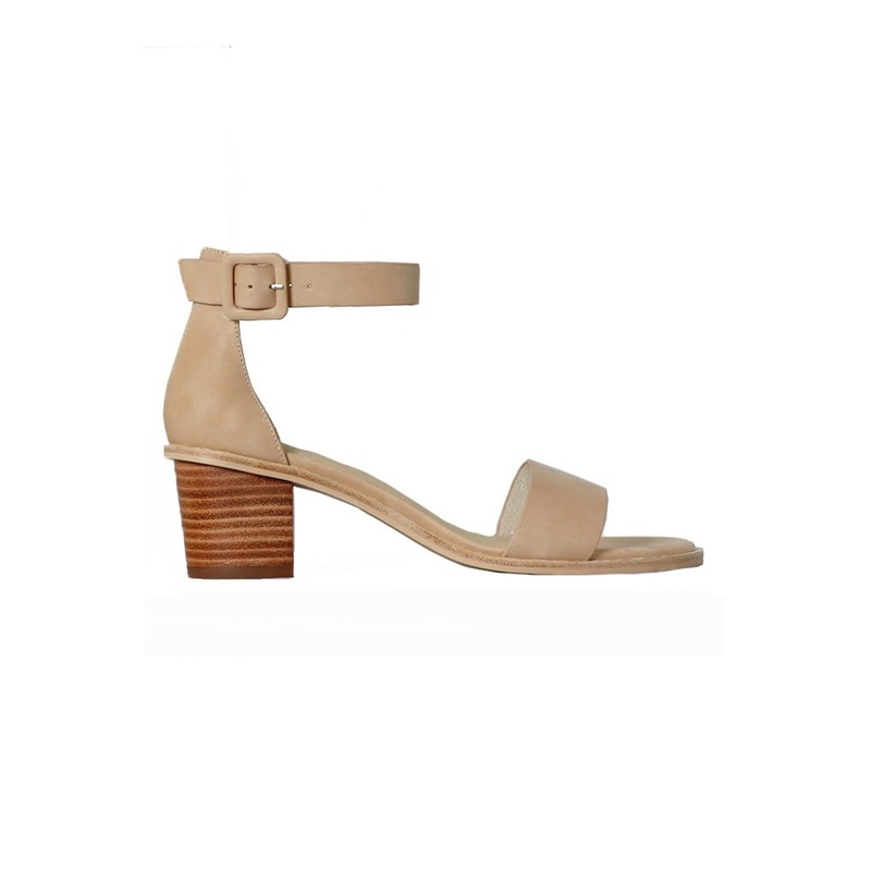Mickee Nude Leather Ankle Strap Heel