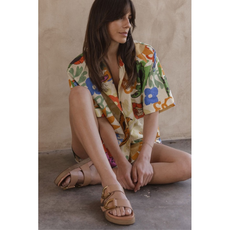 Mint Coconut Tan Leather Buckle Slide
