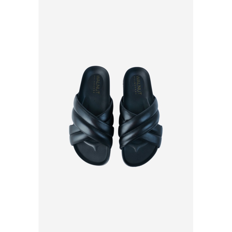 Pine Black Leather Cross Over Slide