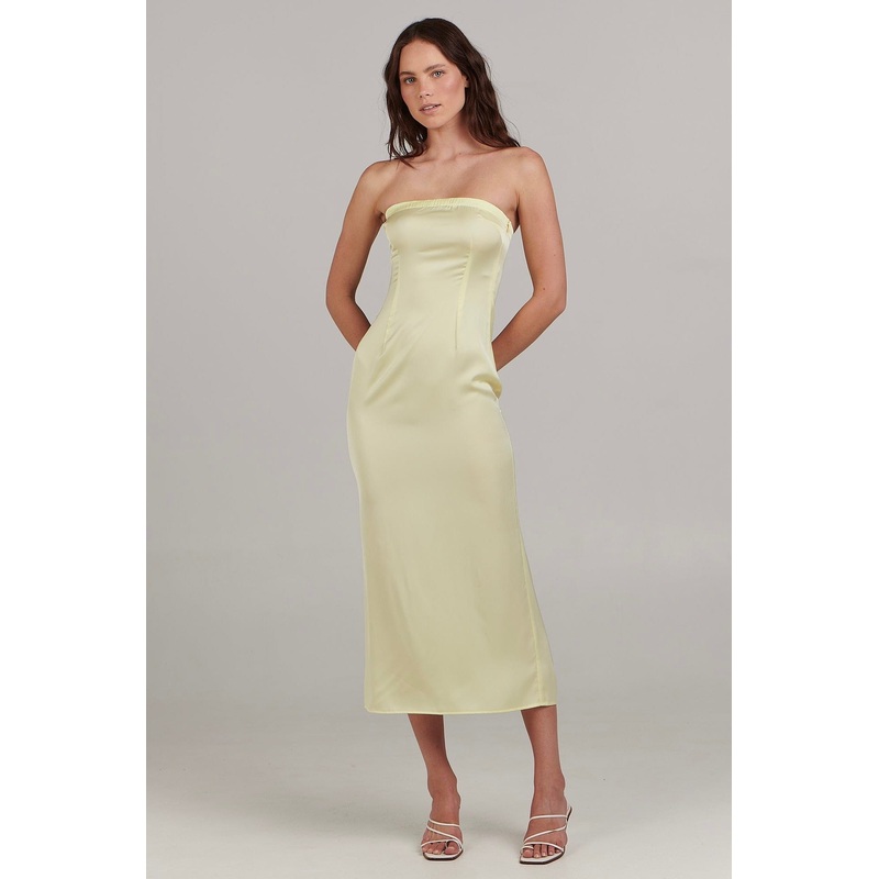 Sinead Lemon Strapless Midi Dress