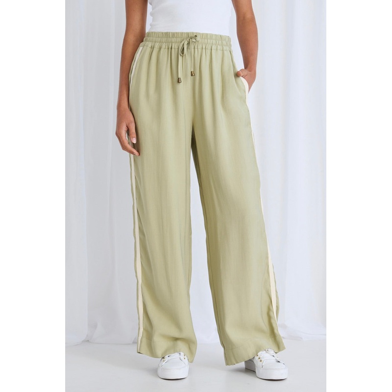 Townie Sage Stripe Side Tape Wide Leg Pants