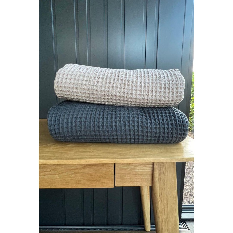 Turkish Grey Waffle 220x240cm Blanket
