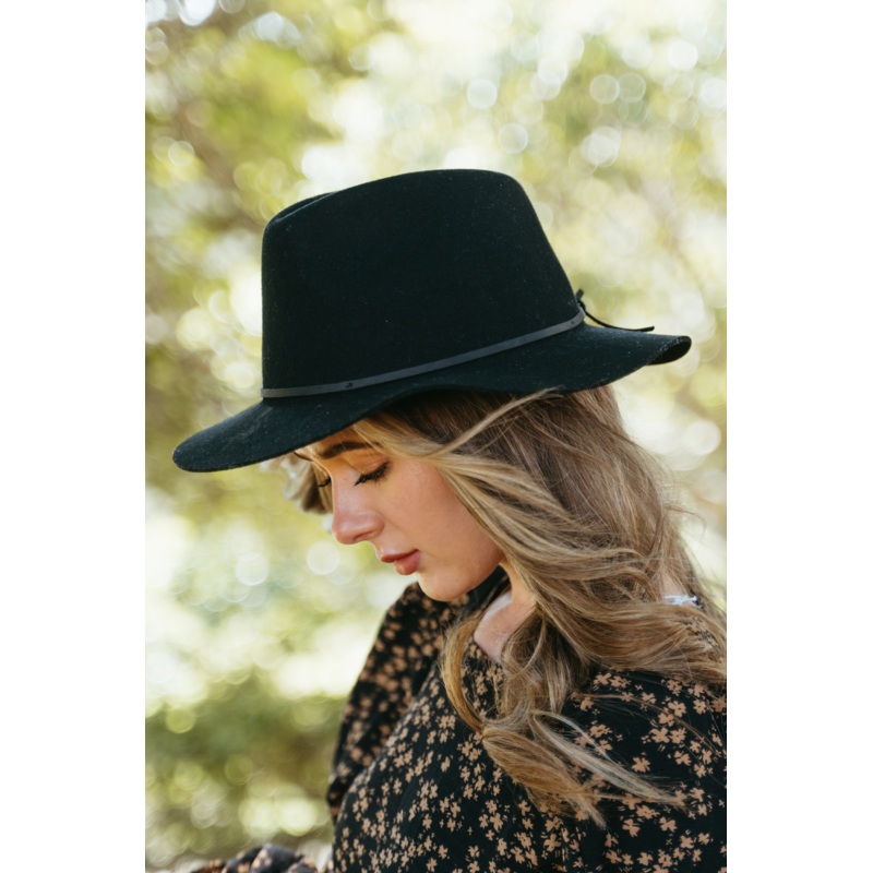 Wesley Fedora Black Wool Felt Hat