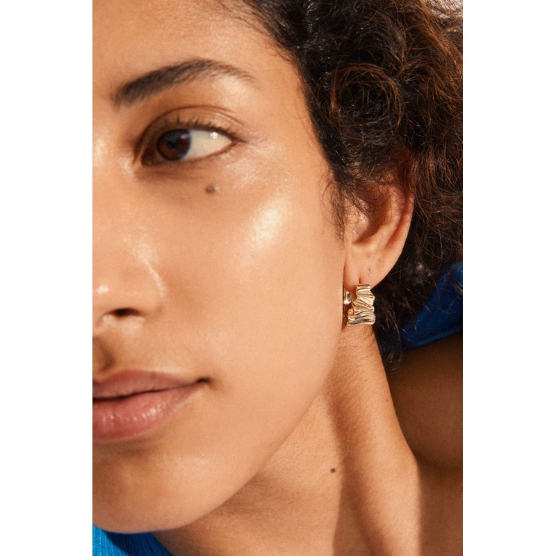 Willpower Wavy Recycled Gold Plated Huggie Hoop Earrings