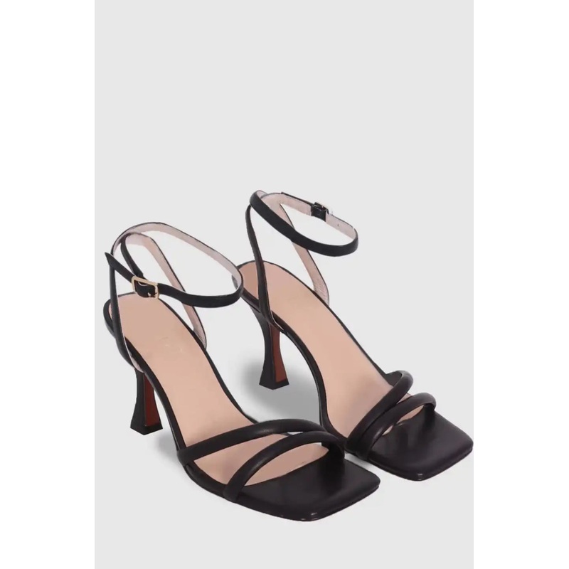 Atticus Black  Double Strap Heel