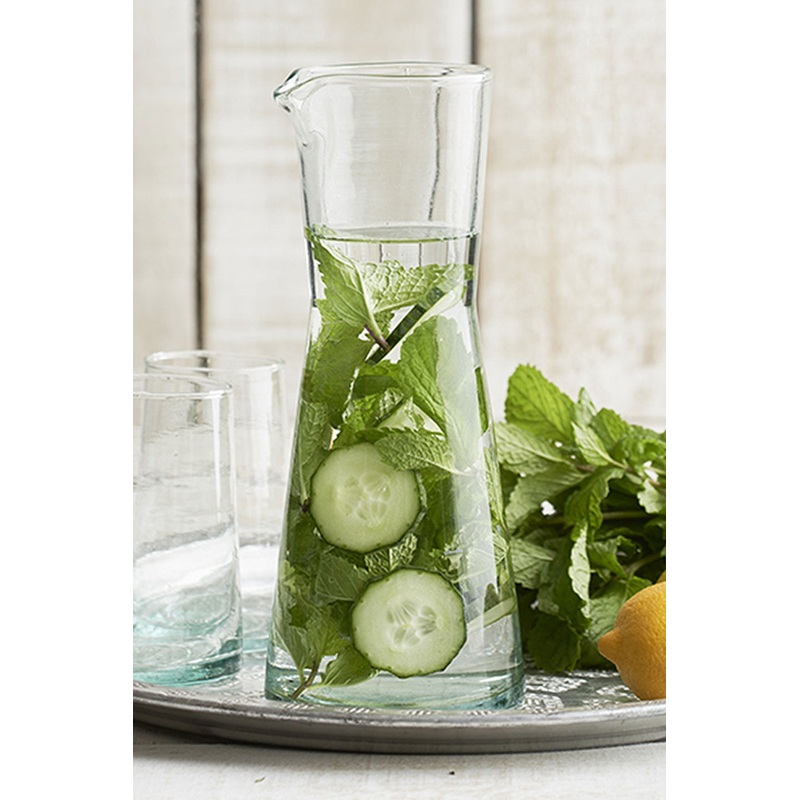 Clear Blue Flared Tall Carafe 25cm