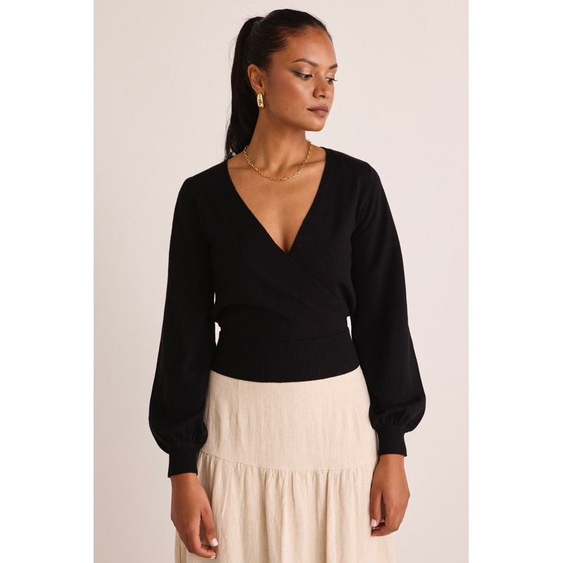 Cross My Heart Black Ballerina Fine Knit Wrap Cardigan