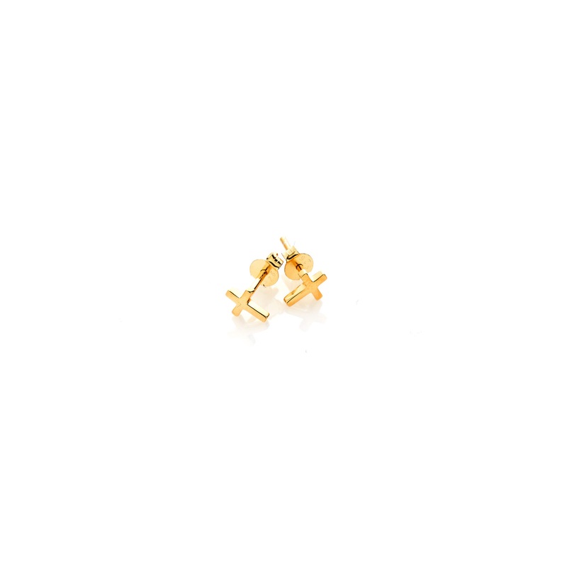 Cross Studs Gold Plated