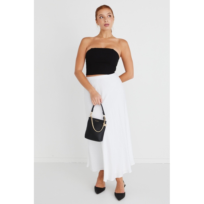 Facade Black Crepe Bustier Top