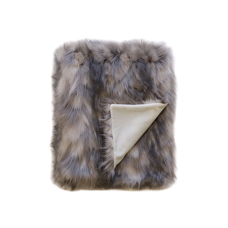 Faux Fur Mountain Hare Grey Throw