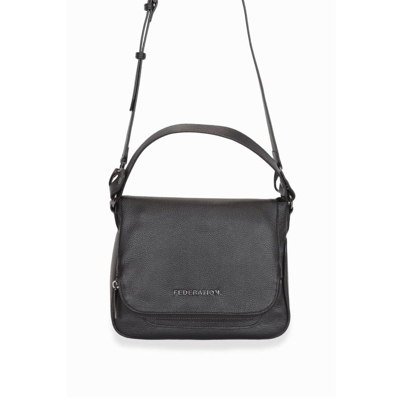 For Keeps Black Crossbody Bag with Zipped Flat Gunmetal Hardware