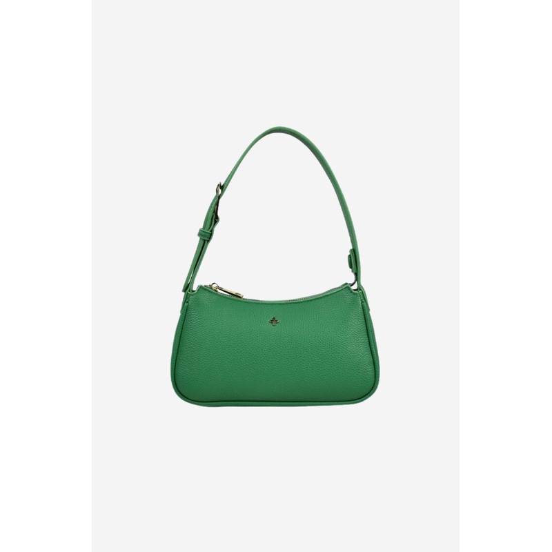 Gabi Green Vegan Leather Gold Hardware Shoulder Bag