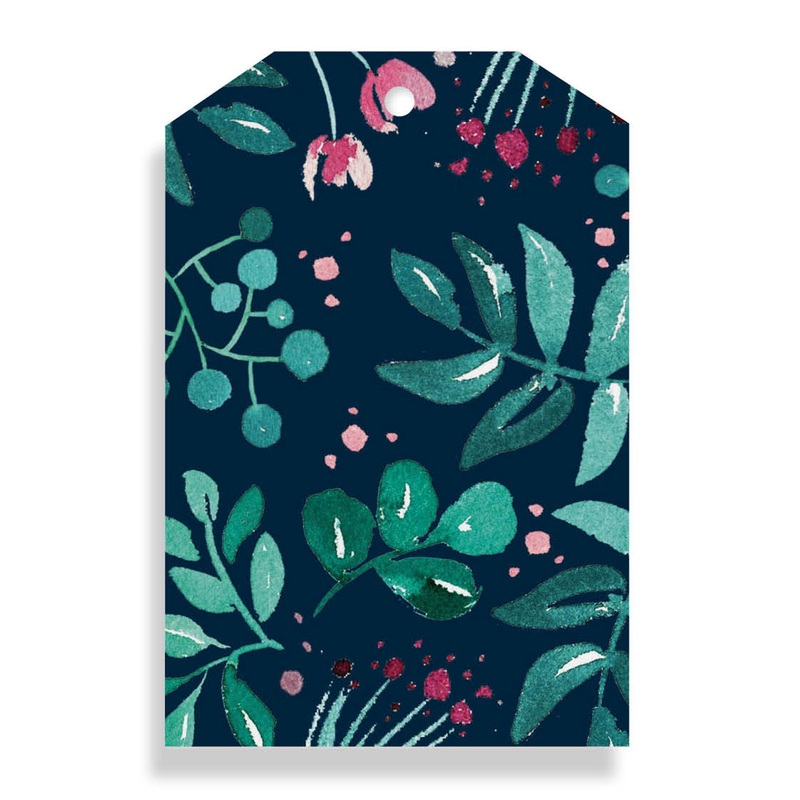 Greenery Navy Gift Tag