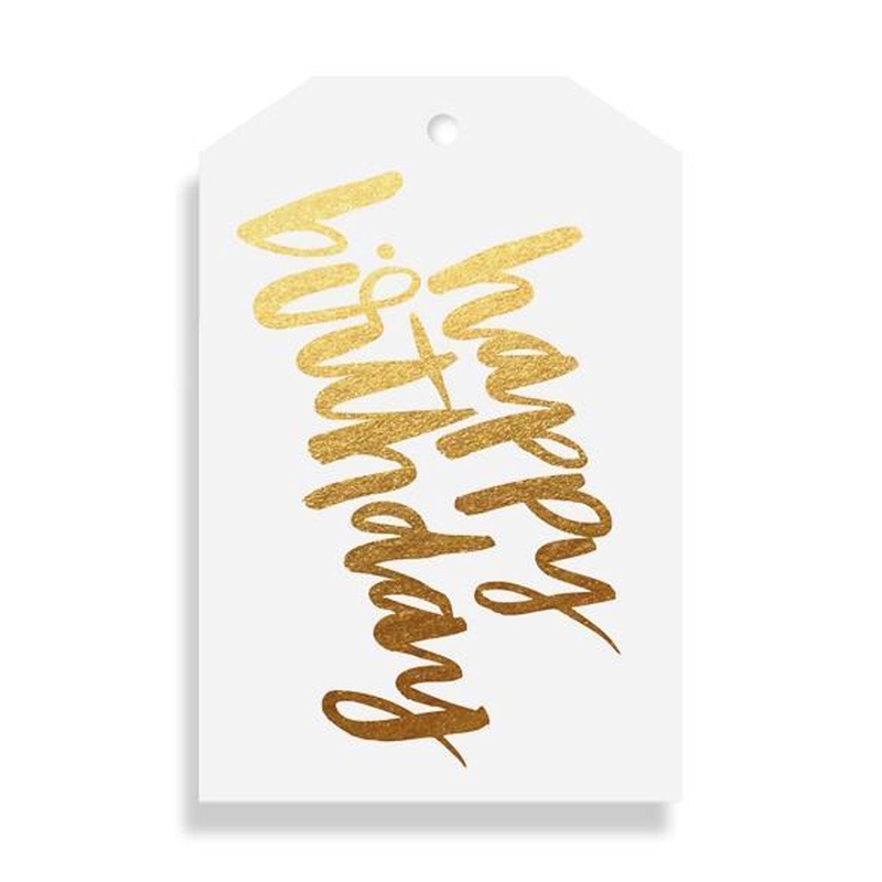 Happy Birthday Gold Gift Tag